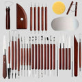 Kit poterie 35 pièces – outils céramique & modelage terre, bois & accessoires artisanat