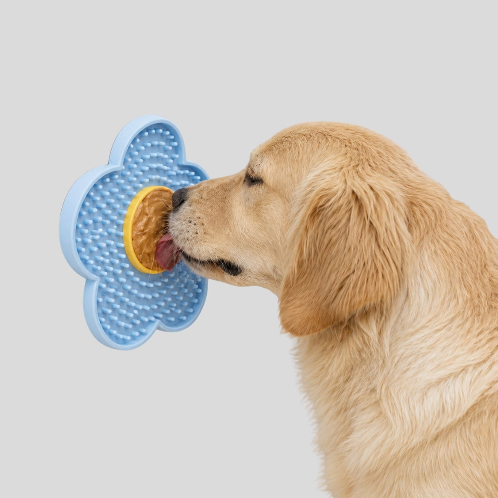 Tapis de léchage en forme de fleur pour chien et chat – Distributeur de nourriture lent antidérapant avec ventouses, idéal pour réduire l’anxiété et favoriser l’hygiène dentaire