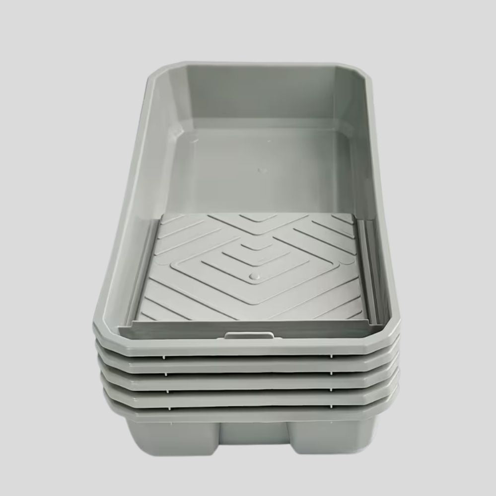Lot de 5 palettes de peinture 4” – intérieur/extérieur, plateau avec porte-pinceaux