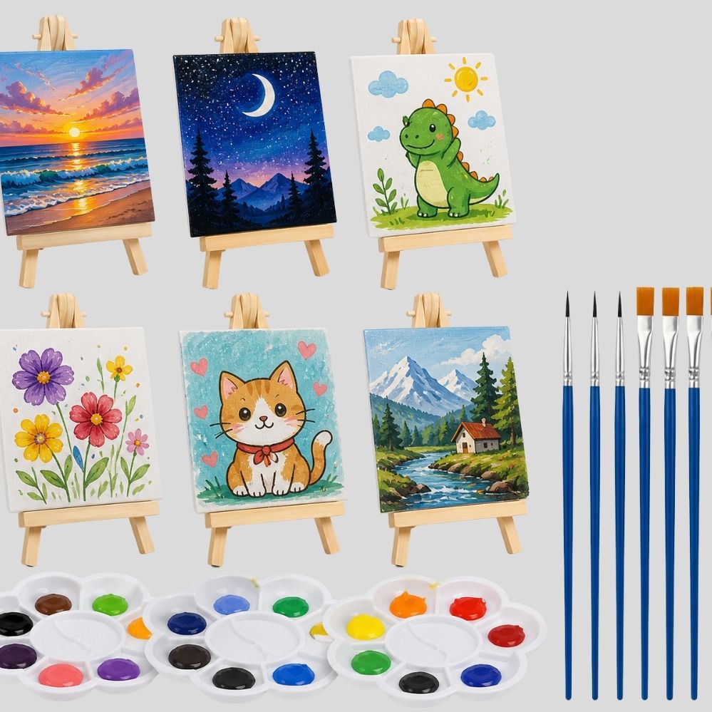 Set peinture pro 25 pièces – pinceaux, palettes & panneaux bois hêtre, huile & aquarelle