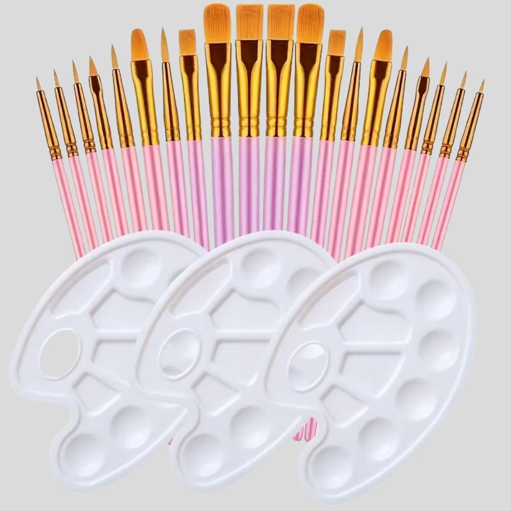 Set pinceaux art pro 23/35 pièces – nylon, palettes, aquarelle & acrylique