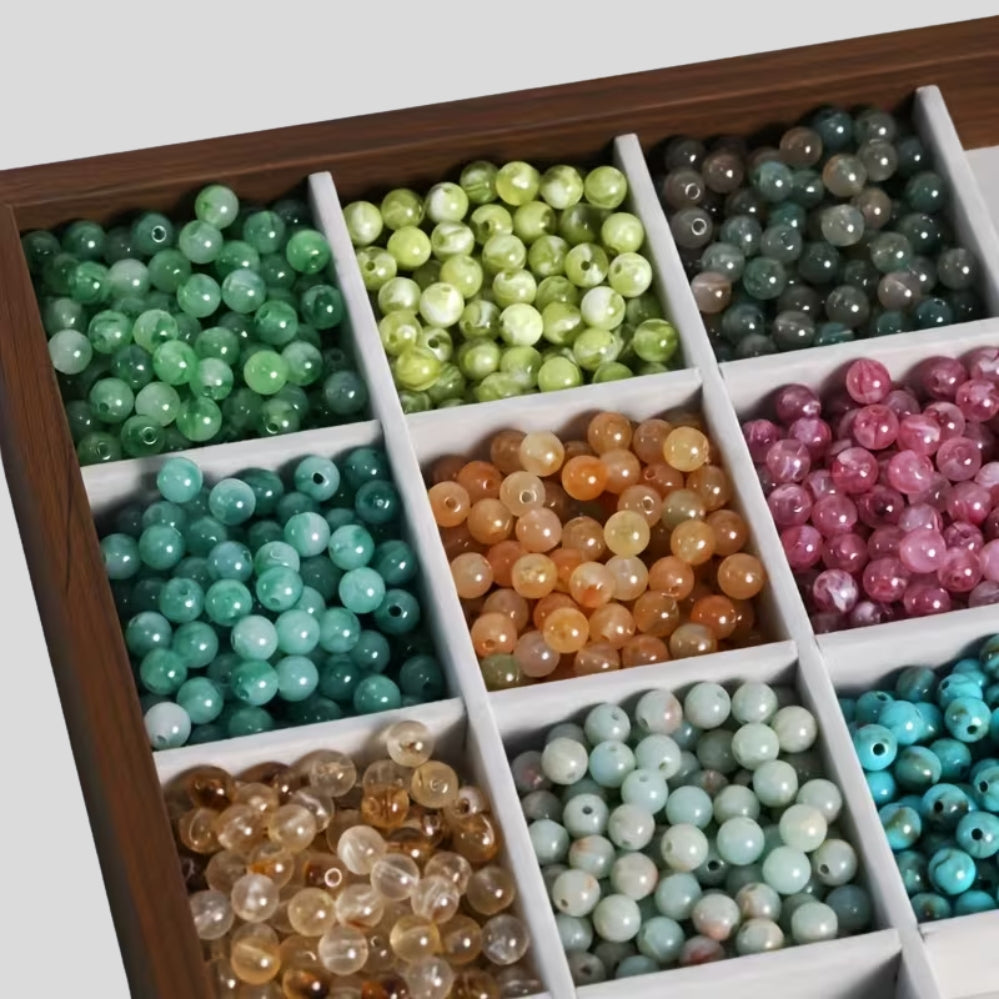 8mm Resin Beads - set of 60 multicoloured pieces, DIY jewellery & creative accessories
