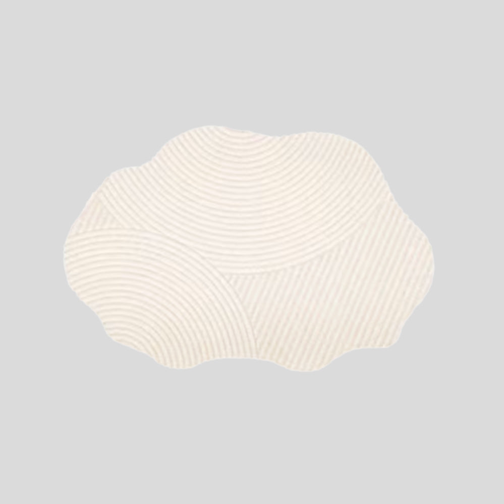 Tapis imitation cachemire crème au design irrégulier pour salon, chambre ou entrée élégante