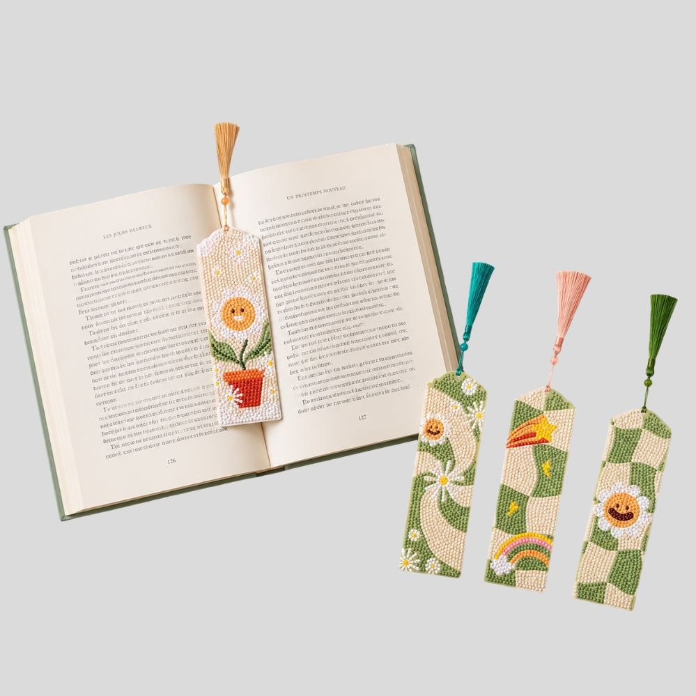 Marque-pages DIY peinture diamant – lot de 4, tournesol acrylique, fournitures créatives