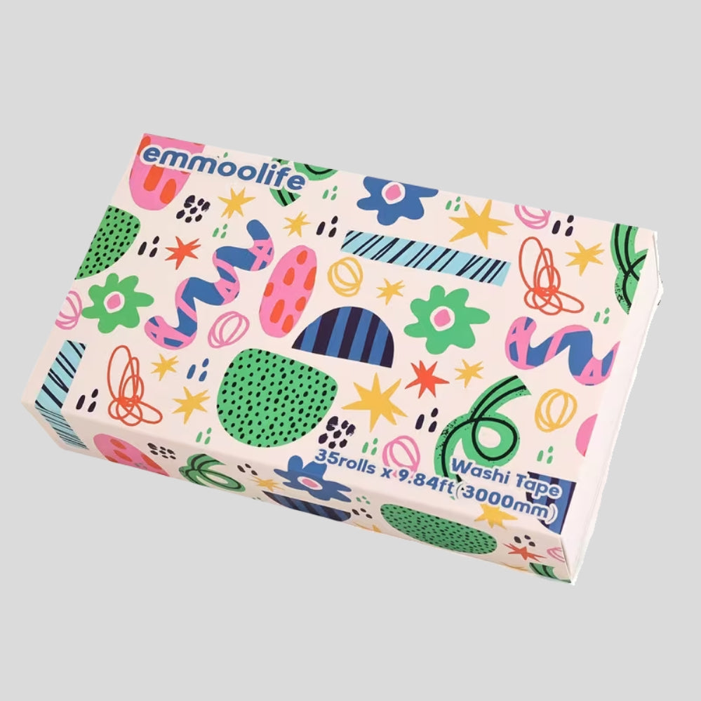 Lot de 35 rubans washi – motifs floraux colorés, scrapbooking & journaling