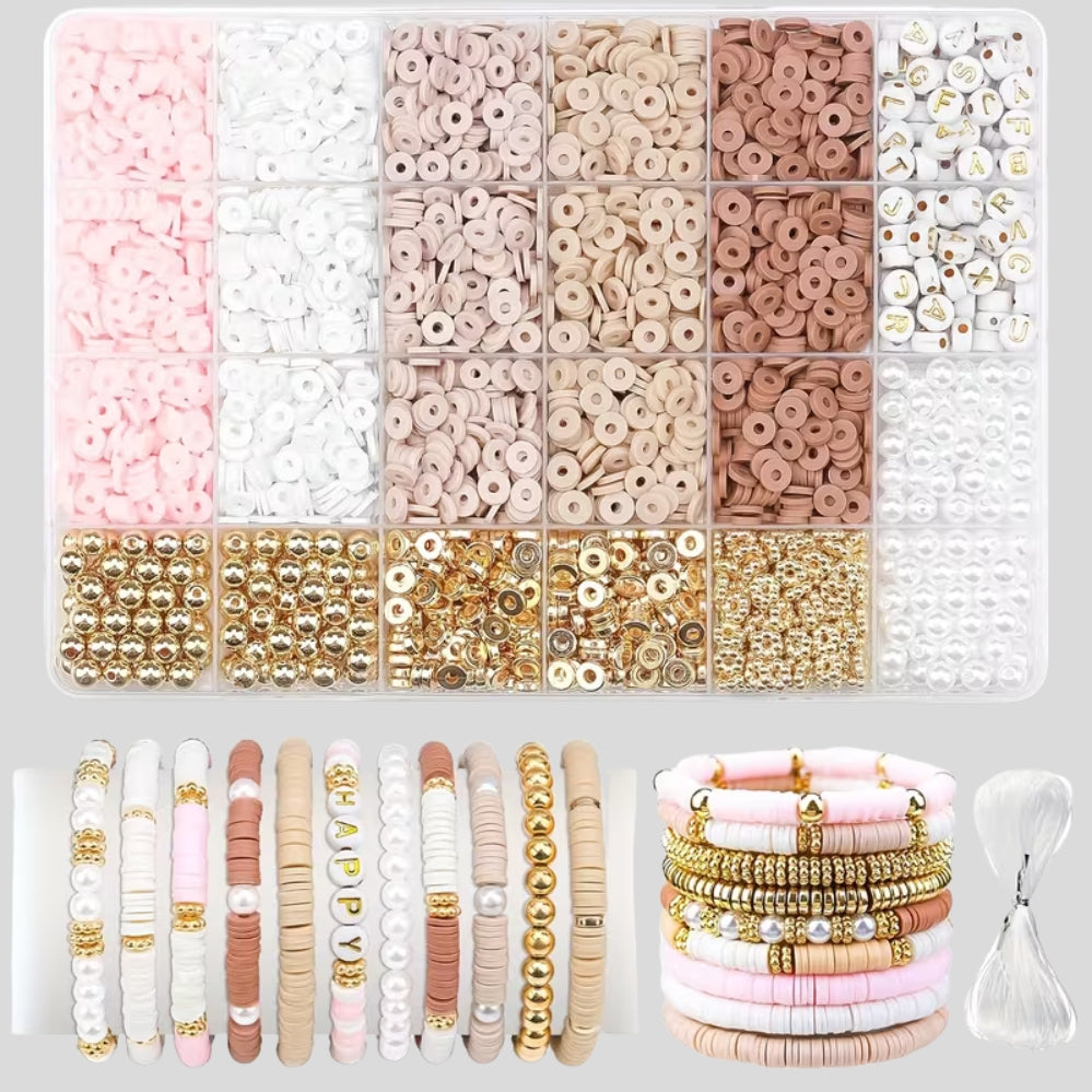 Kit bijoux DIY 2850 pièces – perles, alphabet & boîte de rangement, bracelets d’amitié