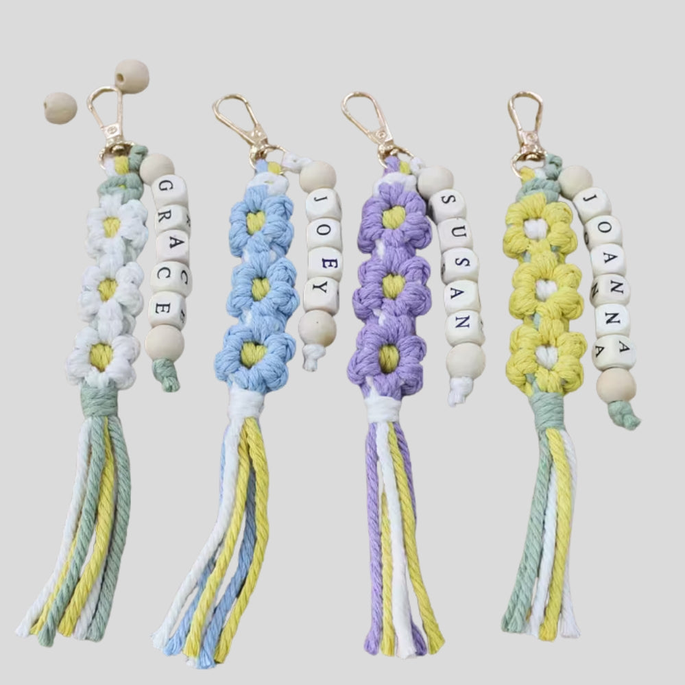 Kit DIY 4 porte-clés bohème tissés – clips sac & accessoires créatifs