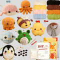 Kit crochet débutant 8 pièces – motifs animaux adorables, fil & outils inclus