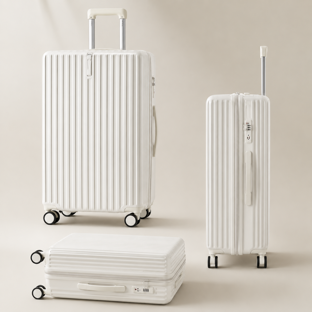 Valise cabine macaron à roulettes – porte-gobelet, cadenas, légère & silencieuse