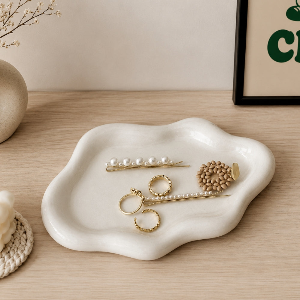 Plateau à Bijoux en Forme de Nuage – Rangement Élégant et Décoratif pour Coiffeuse