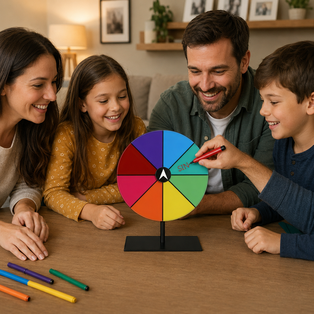 Jeu Rotatif Arc-en-Ciel en Acrylique – Roue Interactive Effaçable pour Jeux, Défis et Animations de Fête