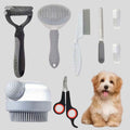 Kit de toilettage 8 pièces pour chien avec brosses, coupe-ongles et peigne anti-puces