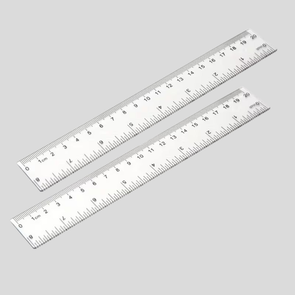Lot de 2 règles 6 pouces transparentes – incassables, double graduation cm/inch