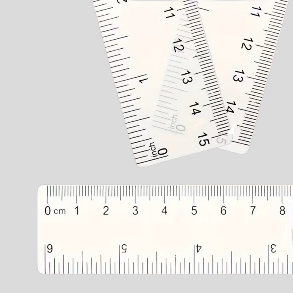 Lot de 2 règles 6 pouces transparentes – incassables, double graduation cm/inch