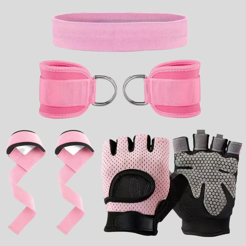Set entraînement 7 pièces – squats, fentes, bandes de résistance et accessoires fitness (nylon durable)