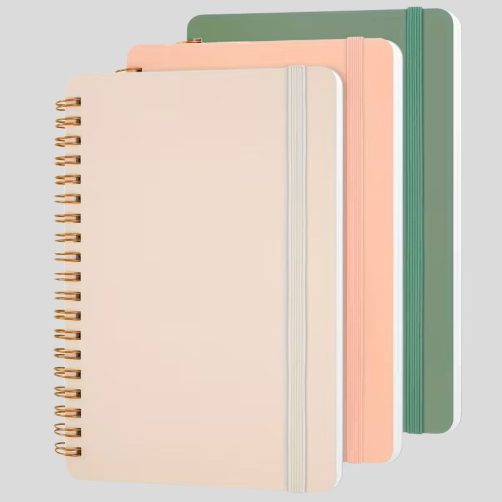 Lot de 3 mini carnets à spirale style avec sangle pour notes, journal et organisation quotidienne