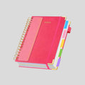 Carnet A5 à spirale avec couverture rose en similicuir et 300 pages épaisses style vintage
