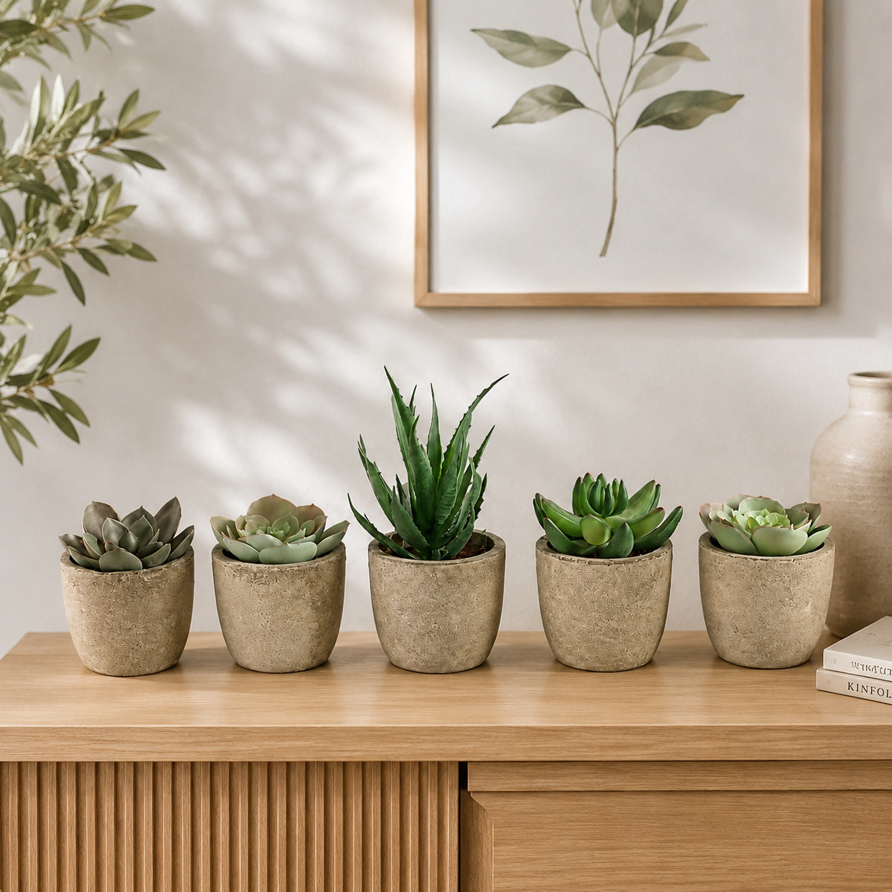 5 Pots en 1 Lot - Plantes Succulentes Simulées en Pulpe de Papier - Décoration de Bureau