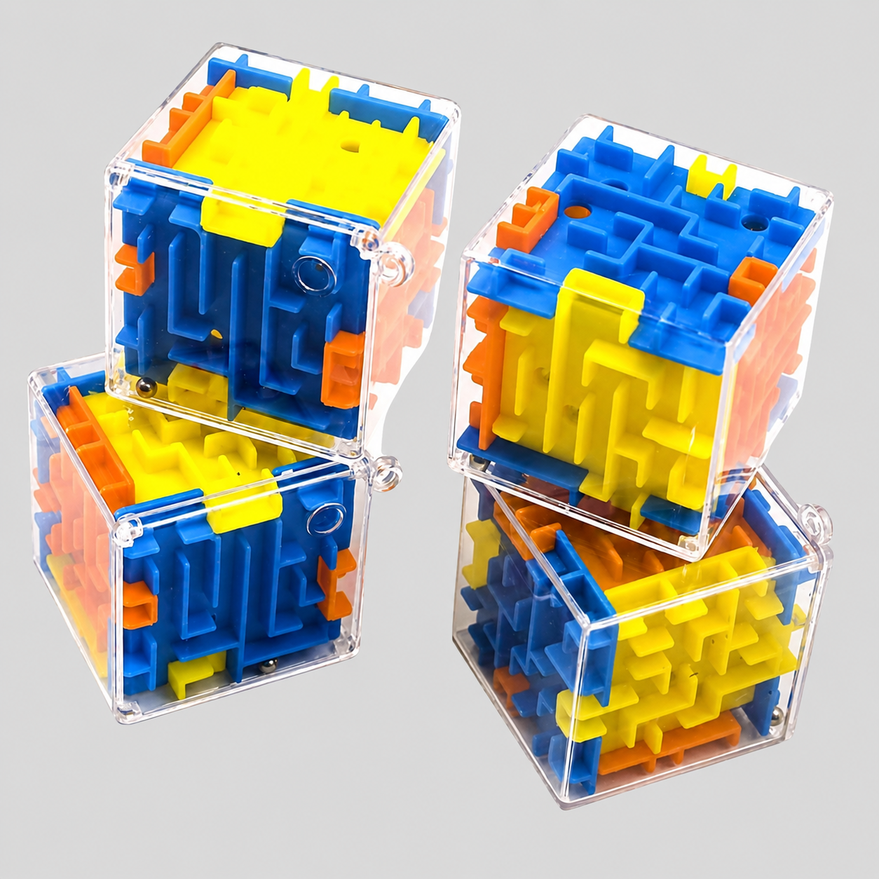 Lot de 4 Jeux Éducatifs 3D avec Labyrinthe à Bille – Puzzle de Réflexion et Jeu Anti-Stress pour Enfants