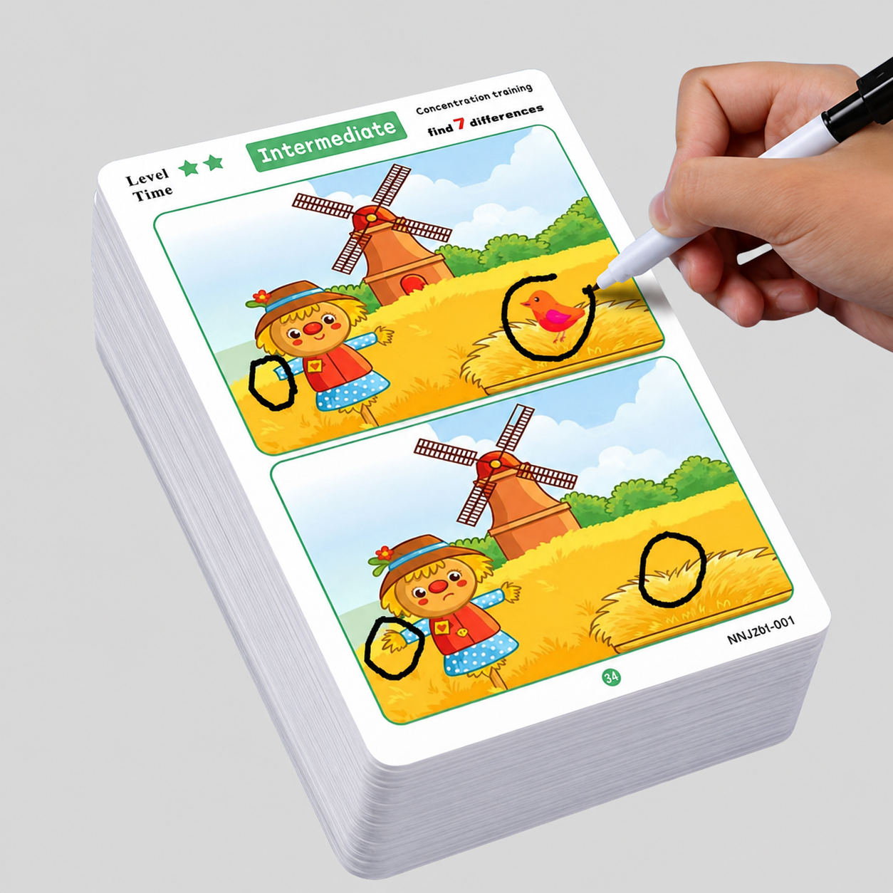Jeu Interactif des Différences à Trouver – Cartes Effaçables Éducatives pour Attention et Observation