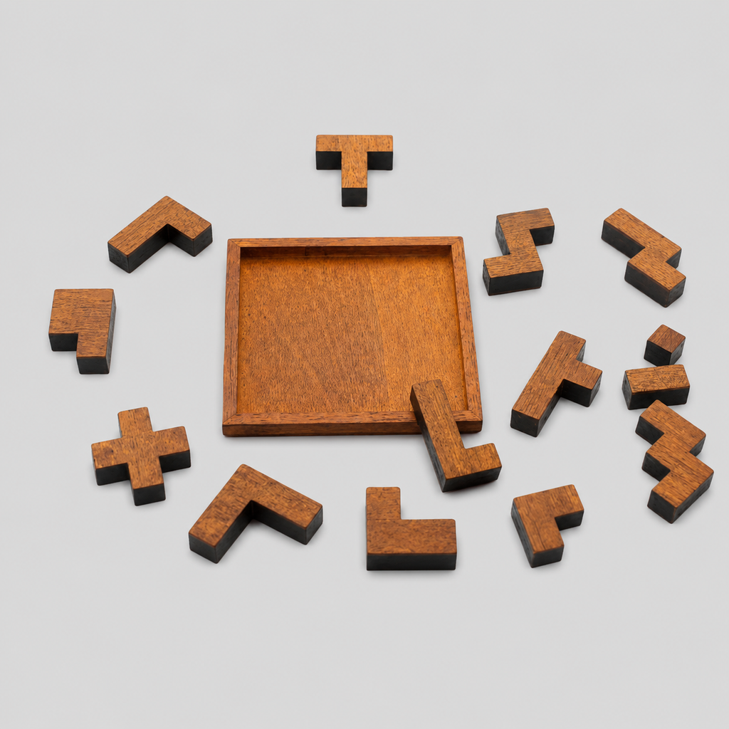 Jeu de Réflexion en Bois avec 15 Blocs Géométriques – Puzzle Logique et Motricité pour Enfants