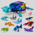 Jeu de Construction 10-en-1 Créatures de l’Océan – Mini Blocs d’Assemblage Animaux Marins pour Enfants