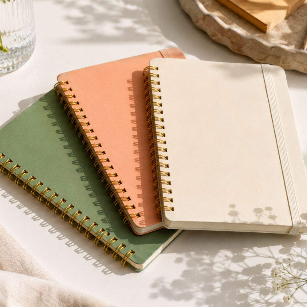 Lot de 3 mini carnets à spirale style avec sangle pour notes, journal et organisation quotidienne