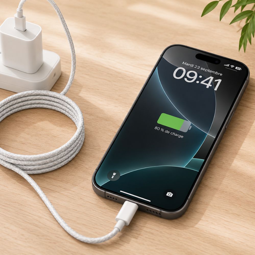 Câble USB-C 60W charge rapide – iPhone 17/16/15, iPad, MacBook & Samsung Galaxy