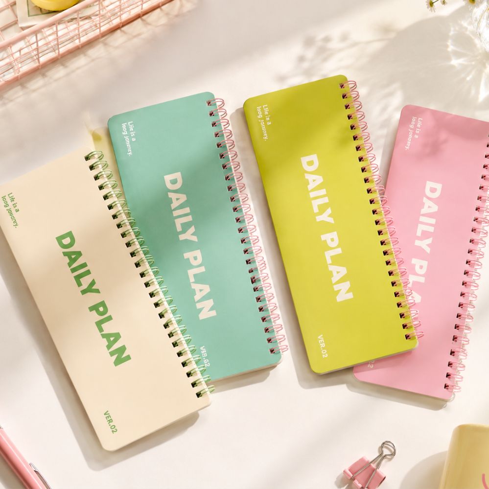 Carnet à spirale Macaron avec feuilles mobiles pour planning quotidien, notes et organisation de bureau