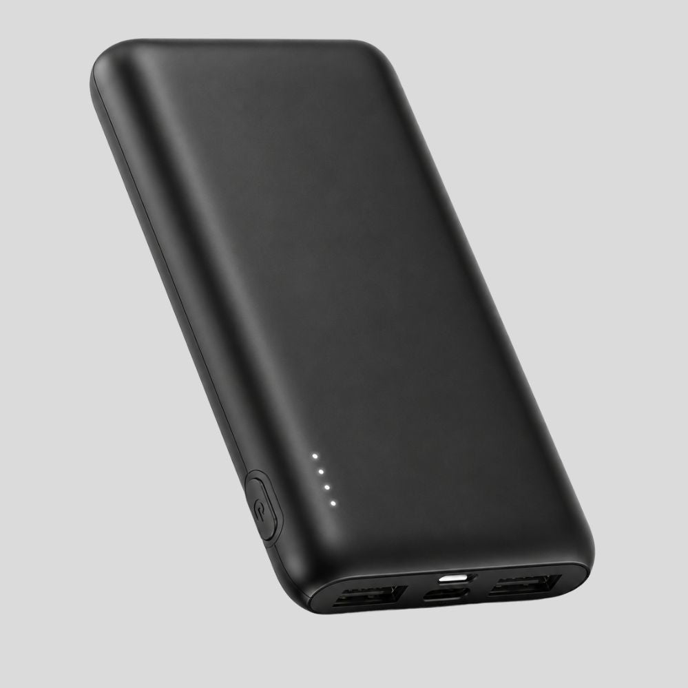 Batterie externe 5000mAh ultra fine – double USB, iPhone & Android, câble Type-C inclus