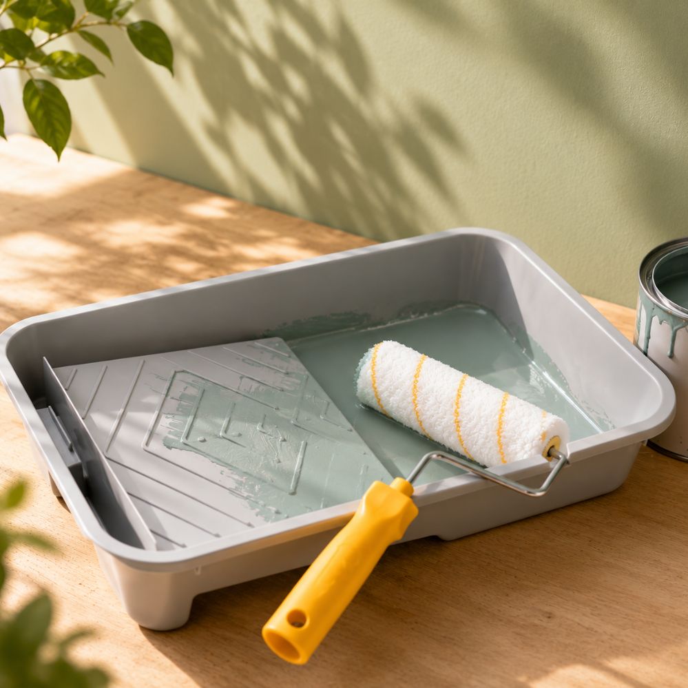 Lot de 5 palettes de peinture 4” – intérieur/extérieur, plateau avec porte-pinceaux