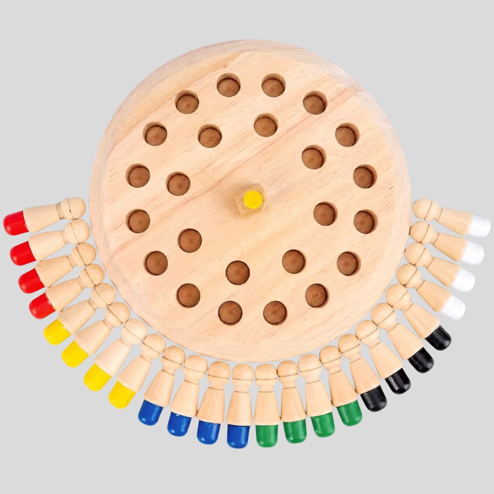 Jeu de Mémoire Éducatif en Bois avec Chevilles Colorées – Puzzle et Jeu Cognitif pour Enfants