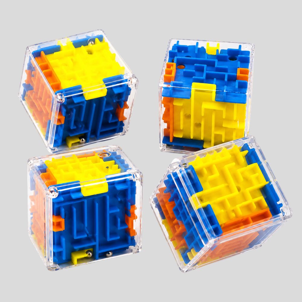 4-Pack 3D Educational Labyrinth Ball Games – Brain Teaser Puzzle and Stress Relief Toy for Kids