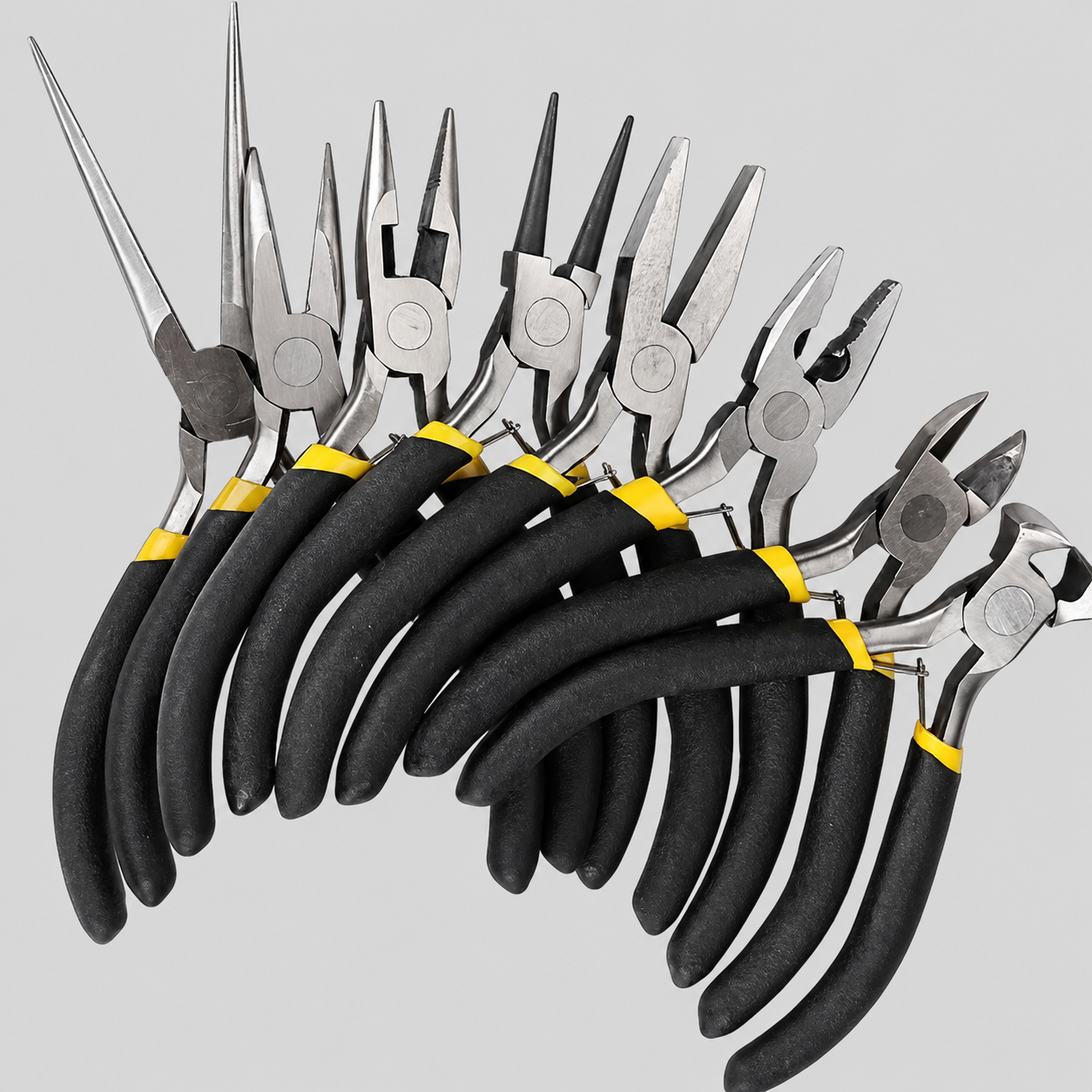 Set de pinces acier multi-formes – bec oblique, courbé, plat & coupe, outils bricolage